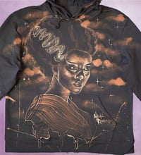 Image 2 of “BRIDE OF FRANKENSTEIN” CUSTOM BLEACH PAINTED HOODIE XL