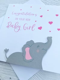 Image 3 of Cute Little Elephant New Baby Handmade Card - Adorable Card for Welcoming a Newborn