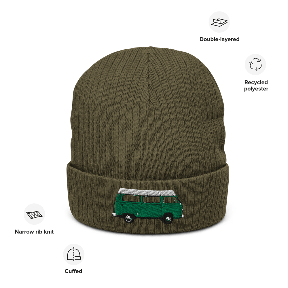 LTC RIBBED KNITTED BEANIE (GREEN/WHITE BUS)