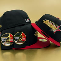 Image 2 of New Era 59Fifty Black/ Scarlet/ Metallic Gold Astros 