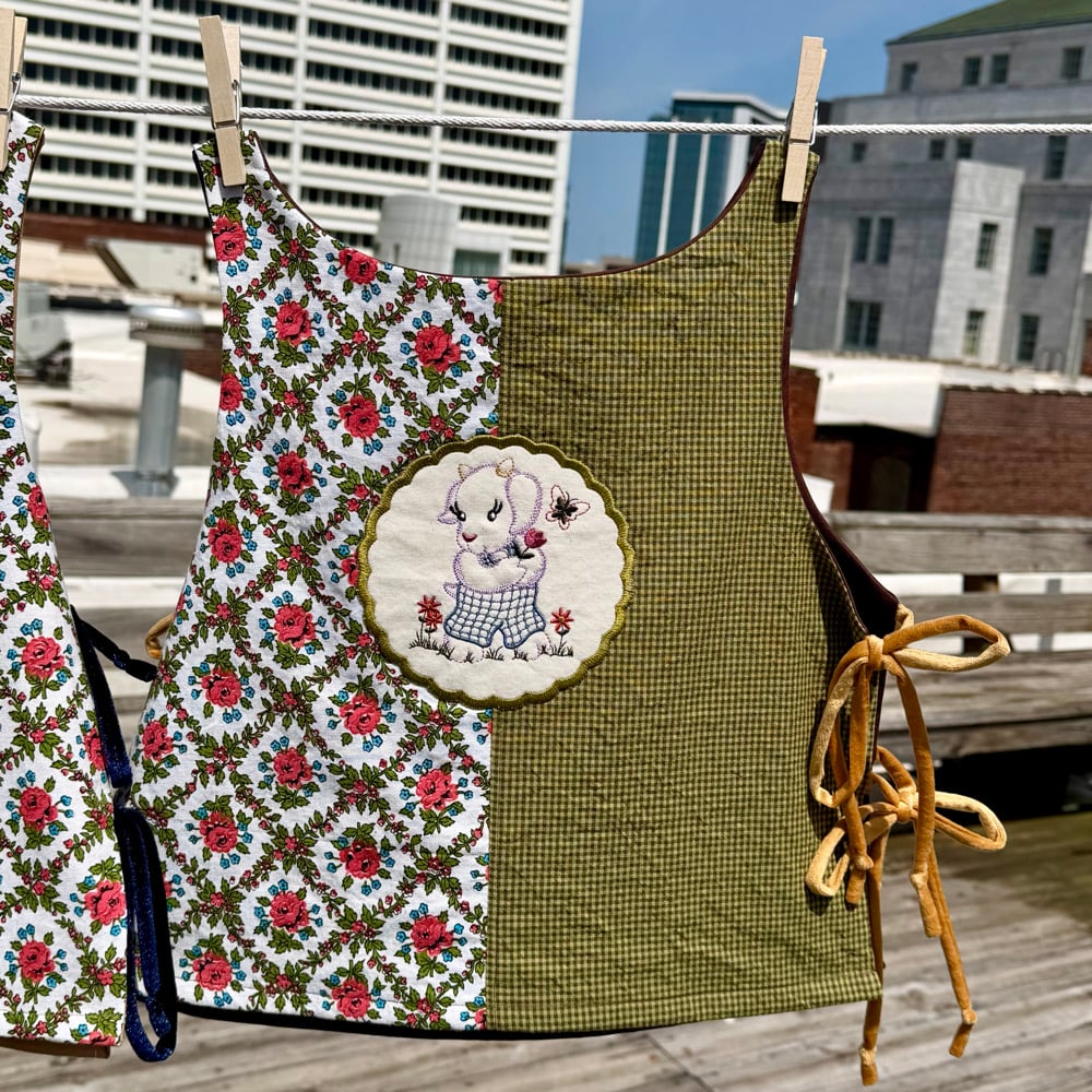 Image of Floral & Green Gingham Baby Goat Top