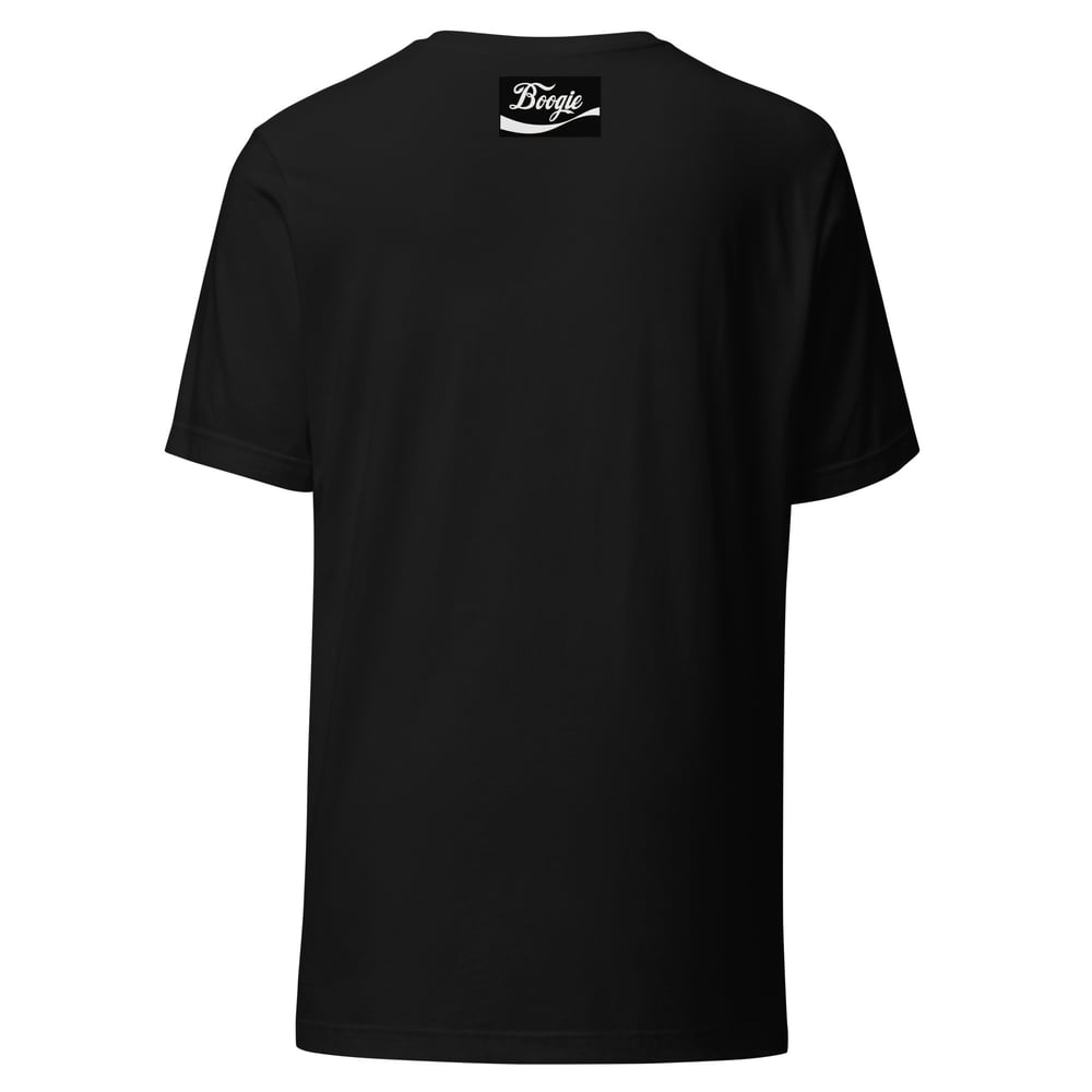 "FUNK BOOGIE DISCO SOUL" ON CLASSIC BLACK TSHIRT.