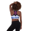BOSSFITTED White Neon Pink and Blue Padded Sports Bra