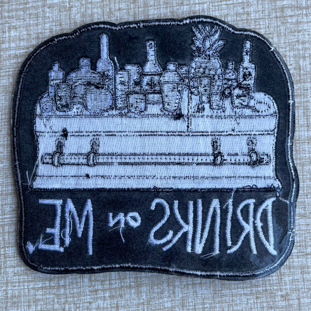 DRINKS ON ME 5” Embroidered Sew-On/Iron-On Patch