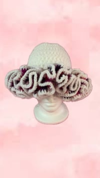 Image 1 of Solid ruffle hat with a Peek a boo ruffles  
