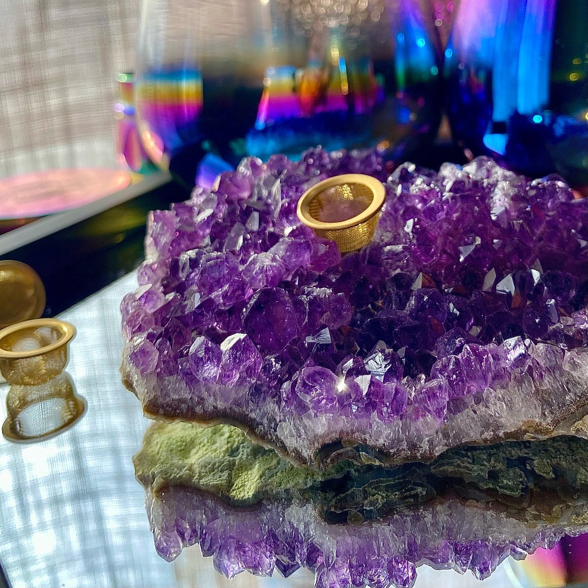 Image of Amethyst Cluster Gemstone Smoking Hand Pipe