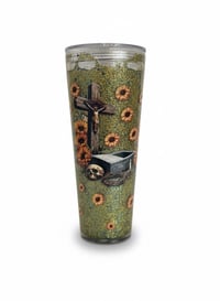 Image 4 of Custom Sunflower Cheetah Print Glitter Faith Tumbler