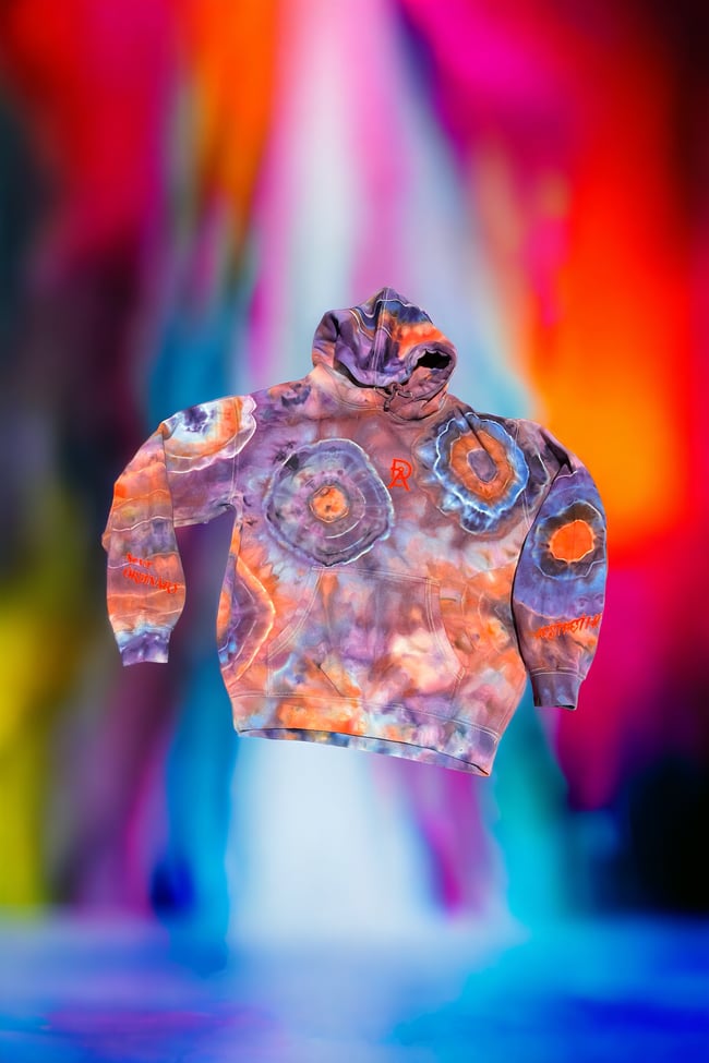 ICE DYED HEAVYWEIGHT HOODIE w/Geode  (orange/purp/blue