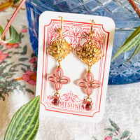 Pink Flower Filigree Earrings