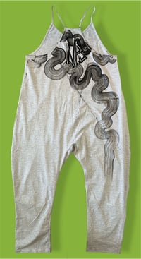Image 2 of “PEACOCK” CUSTOM HAND PAINTED BAGGY ROMPER MEDIUM