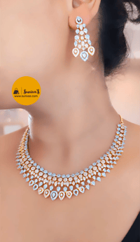 Image 1 of Risha CZ Gold-Stunning Australian Diamond Necklace Set