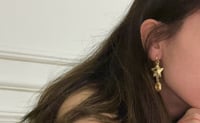 Image 3 of Garnet + glass cabochon drop earrings