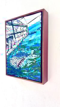 Image 2 of Shark Stained Glass Mosaic 10x13 in with frame