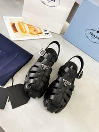 Image 1 of Pradà Leather Wedge Sandals 