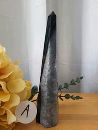 Image 5 of 7" Black Onyx Agate Tower Natural Healing Crystal 2 Styles
