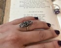 Incroyable bague Art Deco 1910 en vermeil et argent, tanzanite et zircons blancs, Taille 52-53