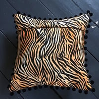 Image 7 of Green Tiger Pom Pom Cushion Cover