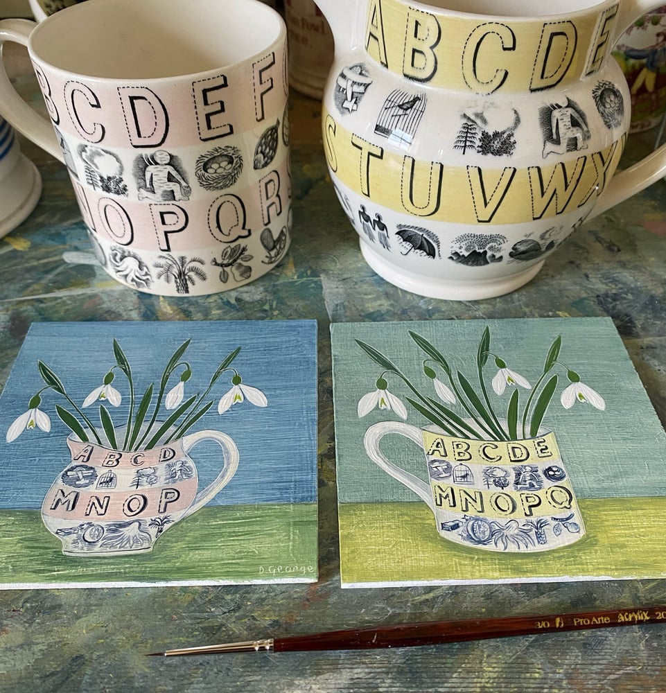 Image of Alphabet cup and snowdrops 