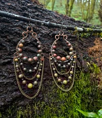 Image 1 of Jasper chained hoops *for stretched ears only*