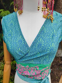 Image 10 of Pasha Co ord set top and frill wrap skirt - Jade green Pink