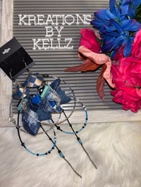 Image 2 of Denim Enchanted Cascade LARGE HOOP