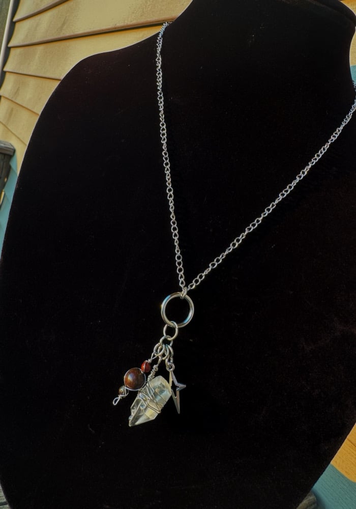 Image of "Ground & Clarify" Necklace w/ Dragon's Blood & Clear Quartz