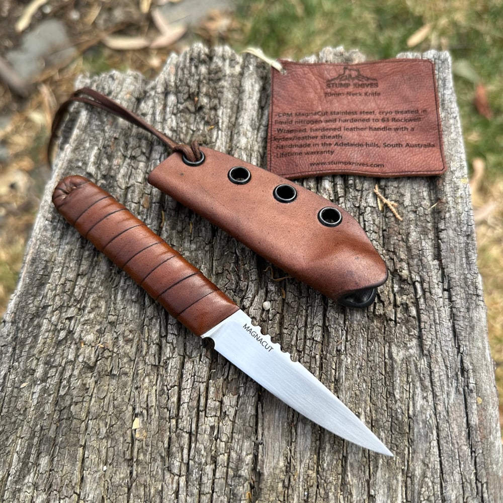 Image of 65mm Neck Knife  leather magnacut