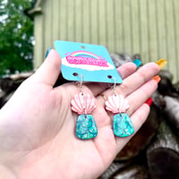 Image 4 of Mini Shimmer Scale Shell Dangles 