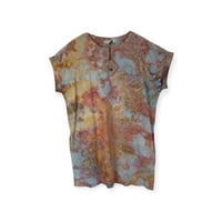 Image 1 of M 100% Cotton Short T-Shirt Dress with Pockets in Sedona Watercolor Ice Dye