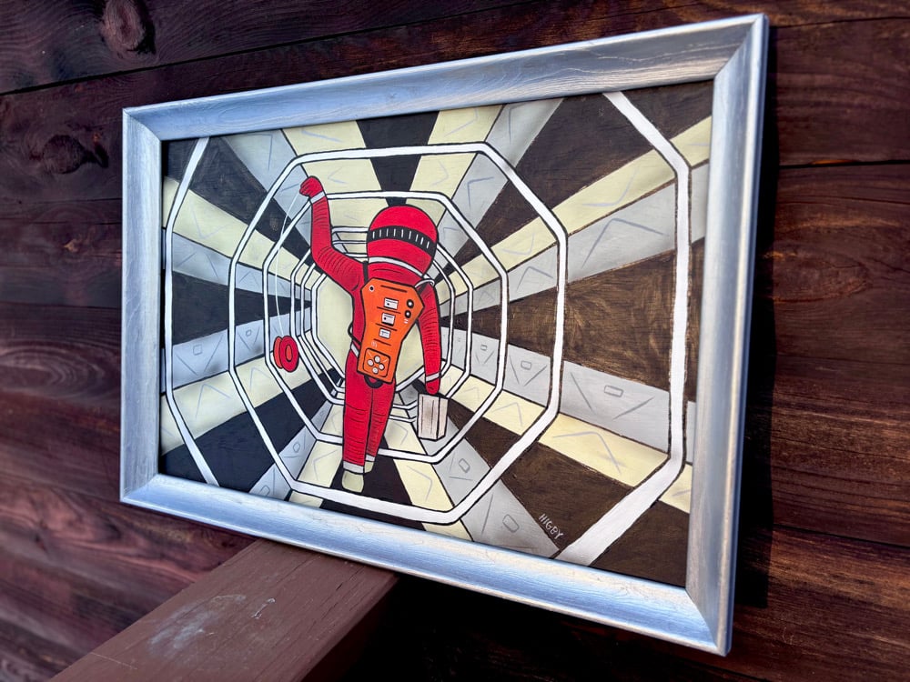 Image of 2001 Yo-Yo in Space Painting 18x24 acrylic on wood framed 