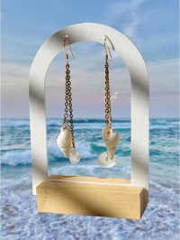 Teal Seaglass Shell Dangles