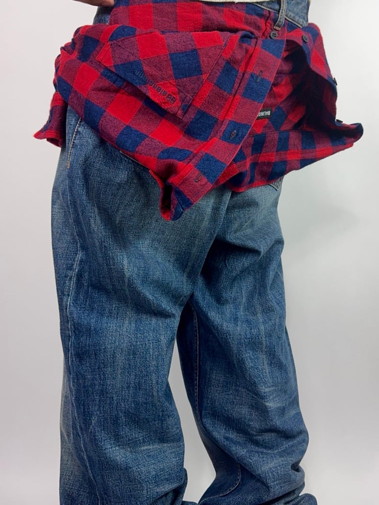 Image of Balenciaga SS21 Hybrid Flannel Denim