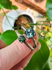 Image 15 of size 6.5 blue zircon ring with sterling twig band