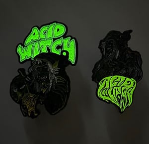 Image of Acid Witch Glowing In The Dark Metal Pins