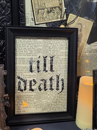 Image 1 of "TILL DEATH" 1800's bible page with preserved web