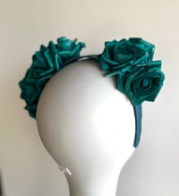 Image 3 of Teal roses headpiece