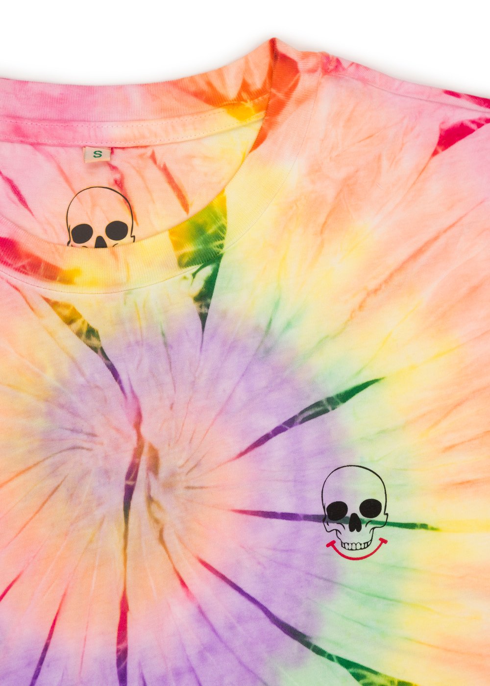 Smiley Skull Logo Women's Tye-Dye Crop (Organic)