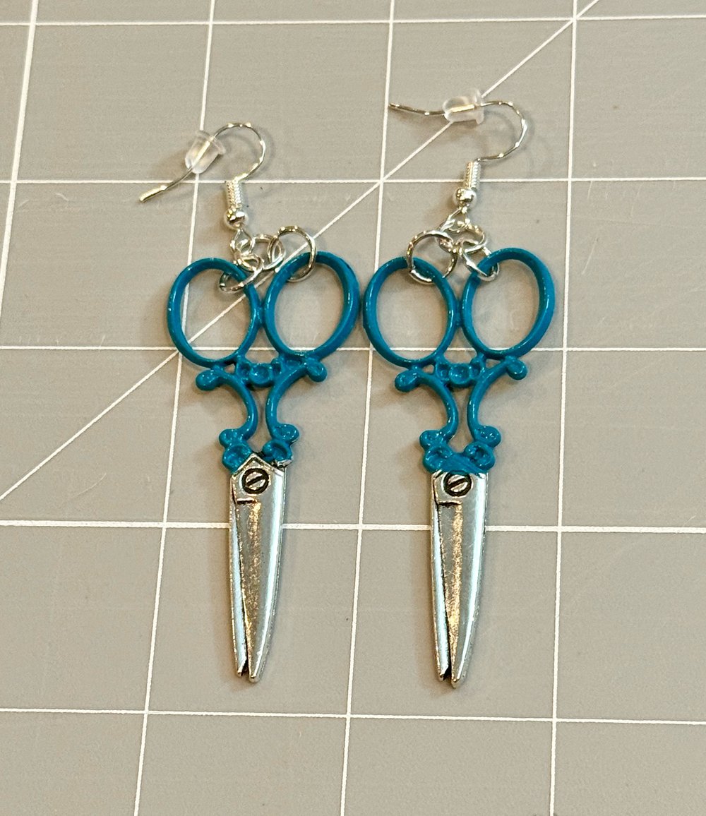 Image of Big Fabric Scissors Earrings