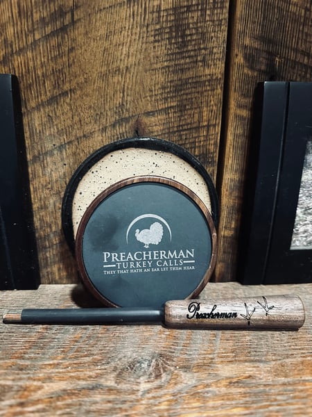 Image of Walnut pot slate/glass with preacherman engraved two piece Dymondwood striker