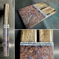 Image 1 of Giraffe Bone & Blue Redwood Burl Segmented Knife Scales