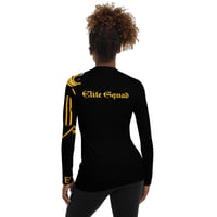 Image 4 of BOSSFITTED Black and Yellow Women's Elite Squad Long Sleeve Compression Shirt