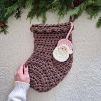 Image 2 of Mocha Scallop Stocking Small & Large