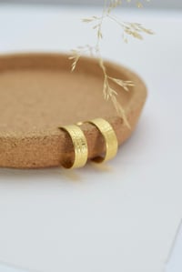 Image 3 of Gold Vermeil Hoop Earrings with Organic Texture