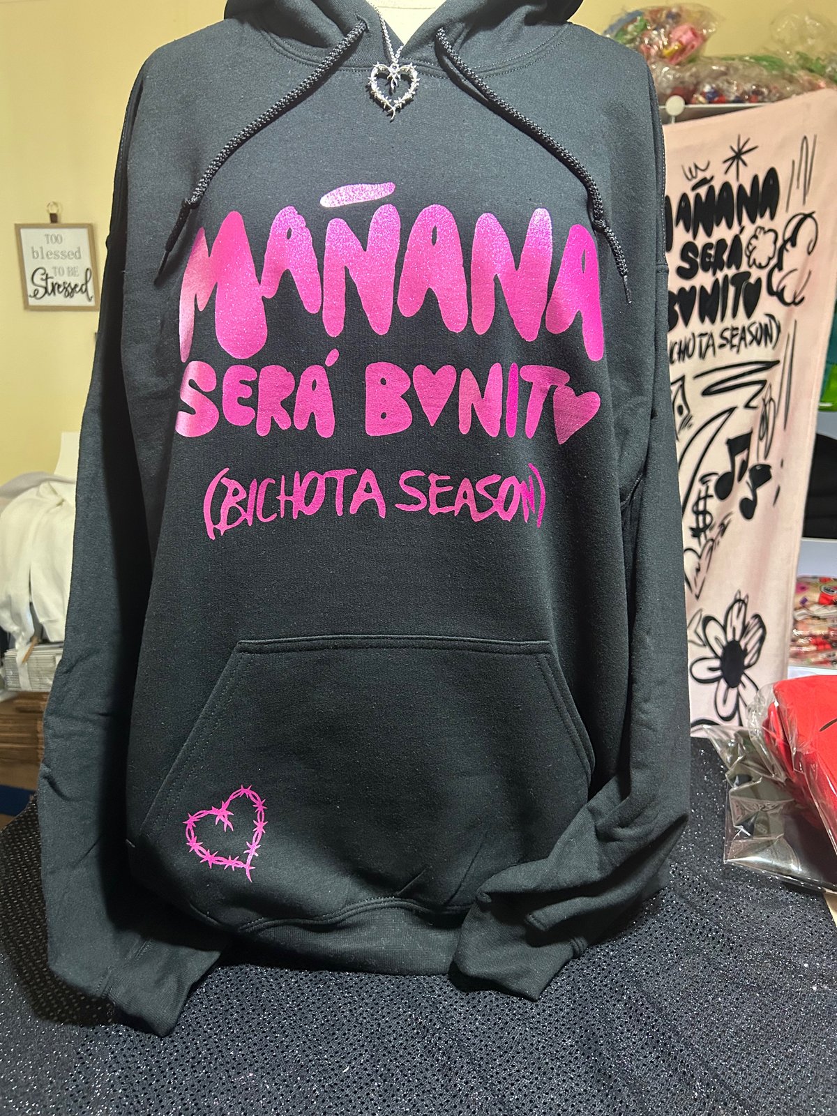 Black Mañana Será Bonito Bichota Season Hoodie | Lara’s Craft Kreationz