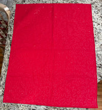 Image 2 of Girl and Boy panel quilt red trim 