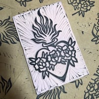 Image 2 of Sacred Heart Linocut Print