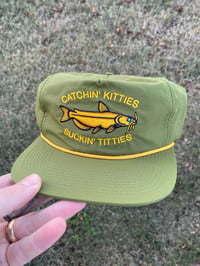 Image 3 of Green and Yellow Catchin Kitties Unstructured Five Panel Hat