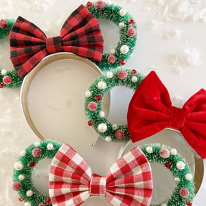 Image of Green Christmas Wreath Mouse Ears with Sugared Berries