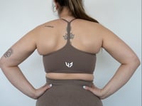 Image 4 of Elevate High Neck Sports Bra- Coffee