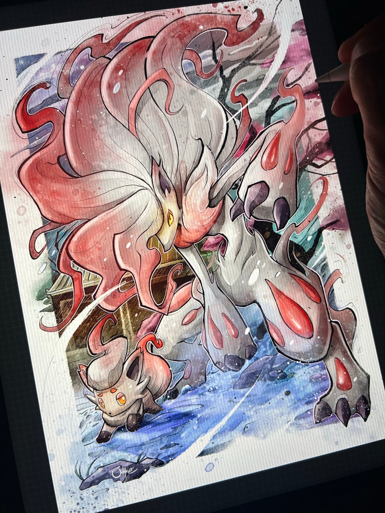 Image of Zoroark & Zoroa Hisui Watercolor
